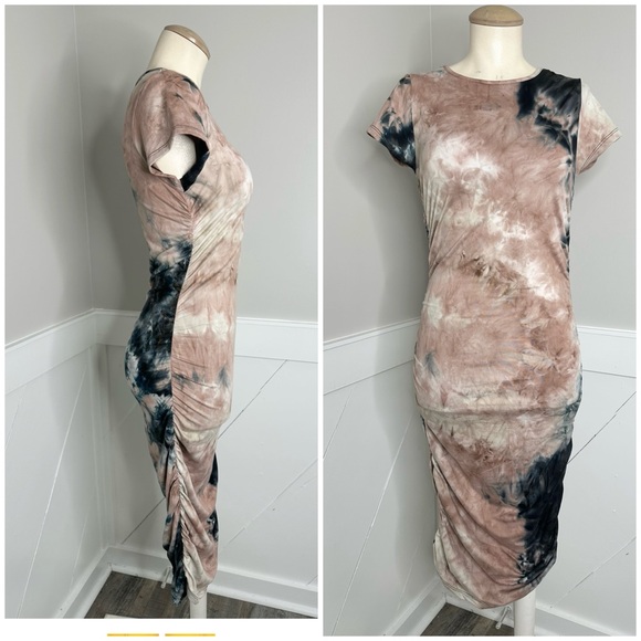 HEART HIPS WOMEN BROWN BLACK TIE DYE DRESS SIZE MEDIUM - Picture 3 of 5